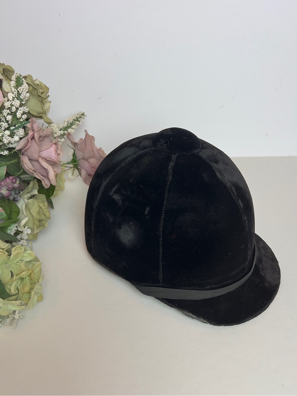 Vintage Equestrian Riding Helmet / Velvet Riding Hat